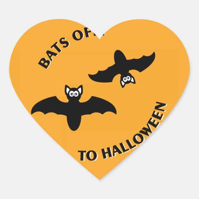 Bats Off To Halloween Orange Square Heart Sticker (Front)
