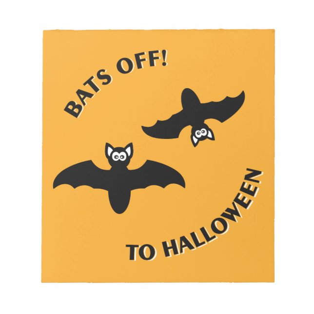 Bats Off To Halloween Orange Square Notepad (Front)