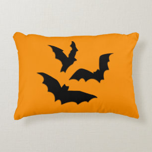 Bats on Orange Halloween Decorative Cushion