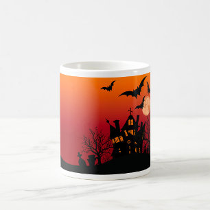 Bats Over Haunted House Coffee Mug