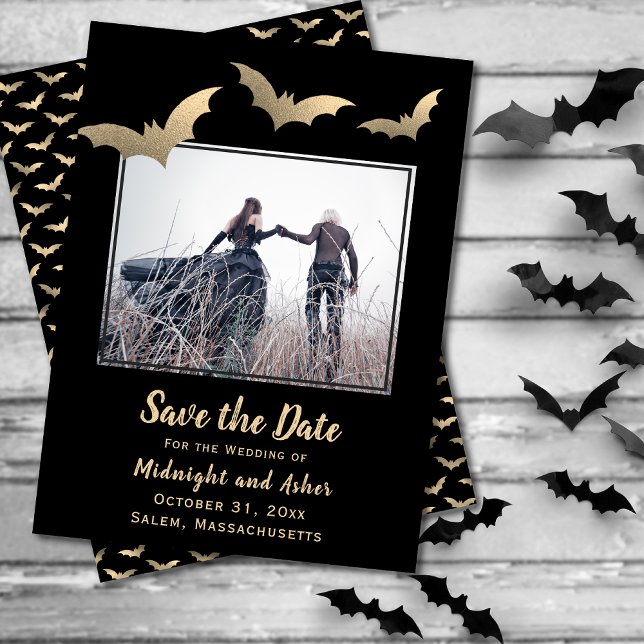 Bats Photo Halloween Wedding Save The Date (Creator Uploaded)