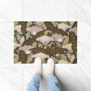 Bats & Poppies,Animal & Floral Design Art Nouveau Doormat