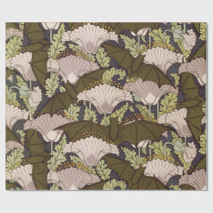 Bats & Poppies,Animal & Floral Design Art Nouveau Wrapping Paper