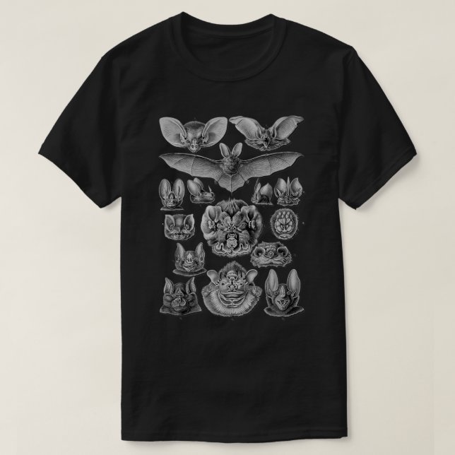Bats Scientific Illustration Drawing Biology Art H T-Shirt (Design Front)
