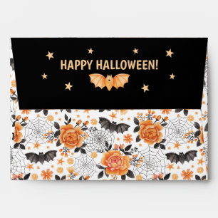 Bats, Spiderwebs and Florals Happy Halloween  Envelope