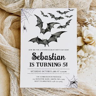 Bats Spooky Halloween Birthday Party Invitation