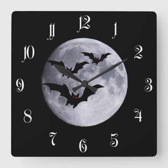Bats Square Wall Clock (Front)