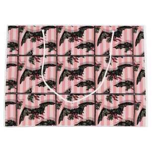 Bats with Mistletoe - Pop Goth Holiday Large Gift Bag
