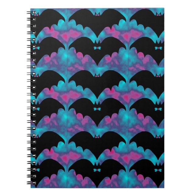 BatsAndBowsTILEpinkblue Notebook (Front)