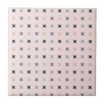Batsu X Minimalist Pattern Ceramic Tile<br><div class="desc">This is a pattern with three different colours of "X"s or crosses. The background is a blush pink colour. It's a modern and simple geometric pattern.</div>