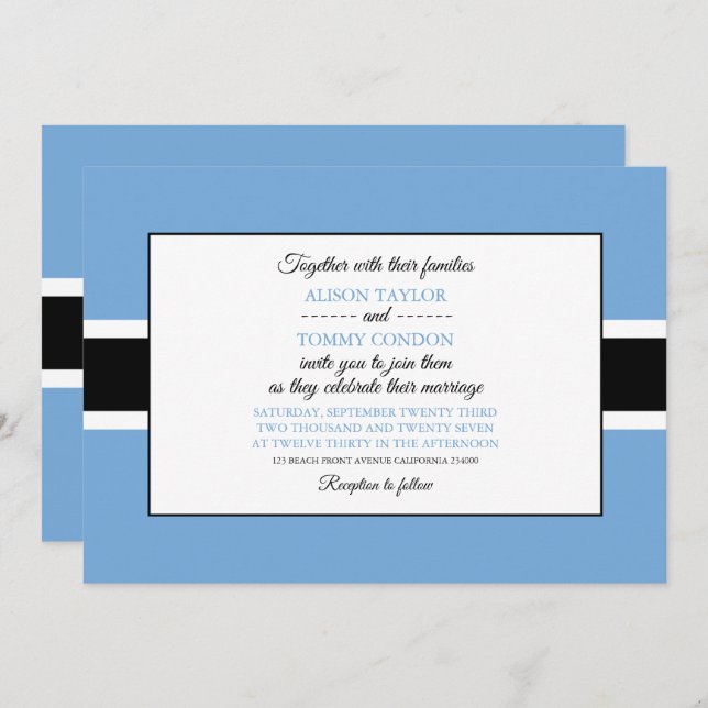 Batswana Flag, Flag of Botswana Wedding Invitation (Front/Back)