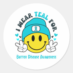 Batten Disease Awareness Ribbon Support Gifts Classic Round Sticker