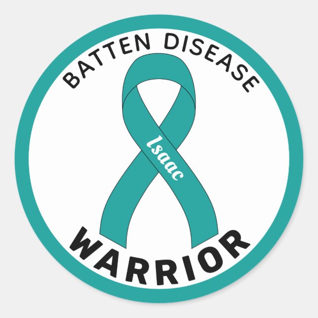 Batten Disease Warrior Ribbon White Round Sticker (Front)
