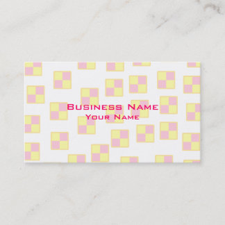 Battenburg Cake Pattern. Pink and Yellow. Business Card