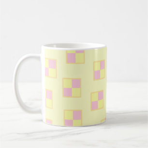 Battenburg Cake Pattern. Pink and Yellow. Coffee Mug