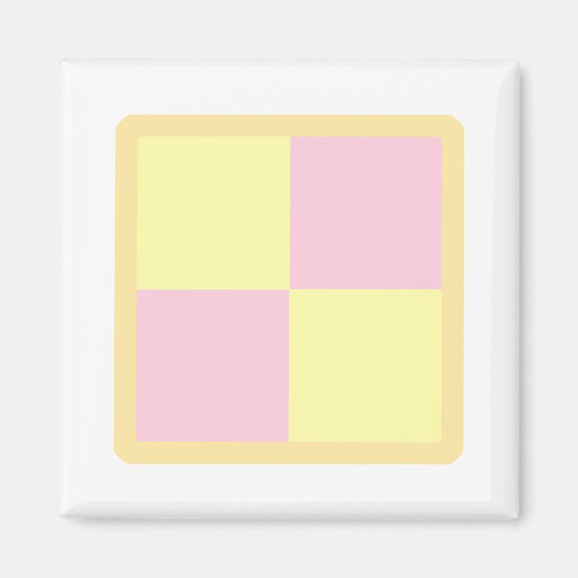 Battenburg Cake. Pink and Yellow. Magnet (Front)