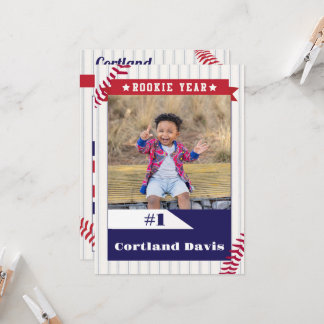 Batter Batter Baseball Card 1st Birthday Invite