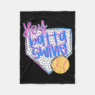 Batter Batter Swing Coquette Game Day Softball Fleece Blanket