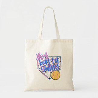 Batter Batter Swing Coquette Game Day Softball Tote Bag