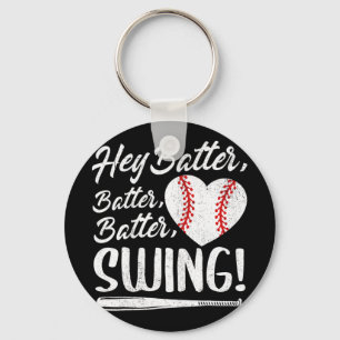 Batter Swing Baseball Heart Mum Cute Women's Mothe Key Ring
