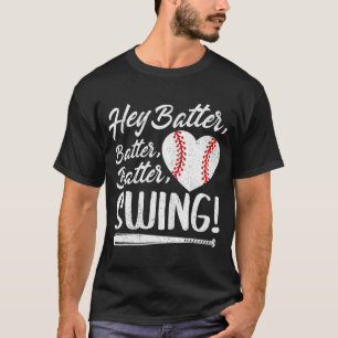 Batter Swing Baseball Heart Mum Cute Women's Mothe T-Shirt