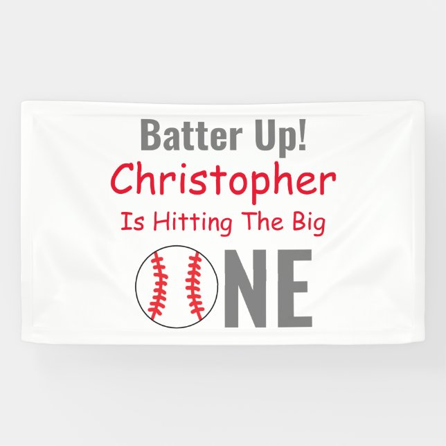 Batter Up! Baseball 1st Birthday Banner (Horizontal)
