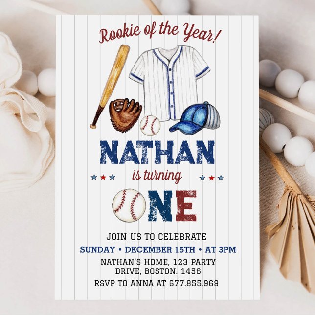 Batter Up Baseball 1st Birthday Invitation (Creator Uploaded)