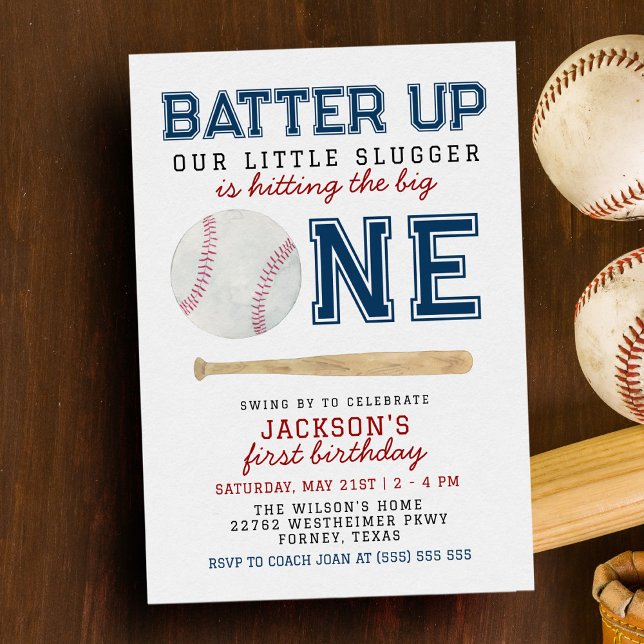Batter Up Baseball 1st Birthday Party Invitation (Creator Uploaded)