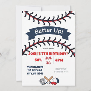 Batter Up baseball birthday Invitation
