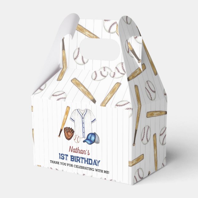 Batter Up Baseball Birthday Party Favour Box  (Front Side)
