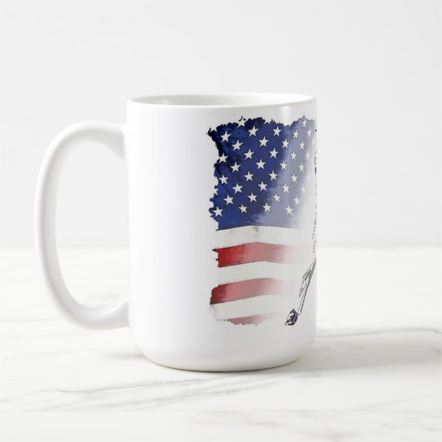 Batter Up! - Baseball Player and USA Flag Coffee Mug (Left)