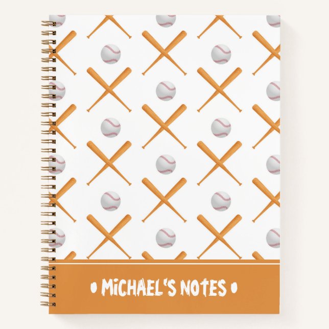 Batter Up Baseball Sports | Add Your Name Notebook (Front)