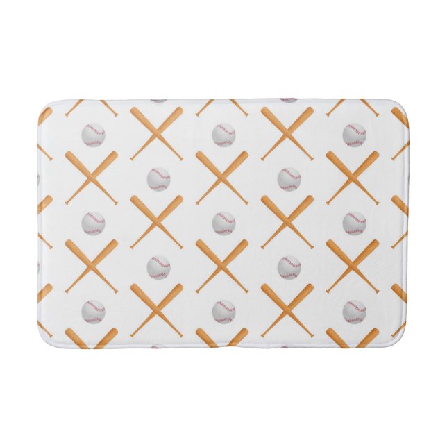Batter Up Baseball Sports Pattern Bath Mat (Front)