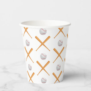 Batter Up Baseball Sports Pattern Paper Cups