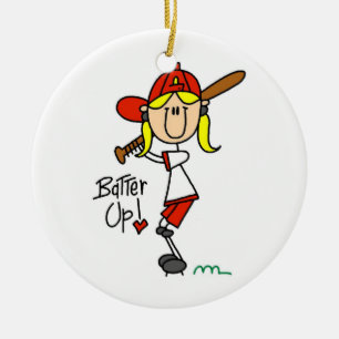 Batter Up Girls Baseball T-shirts and Gifts Ceramic Ornament
