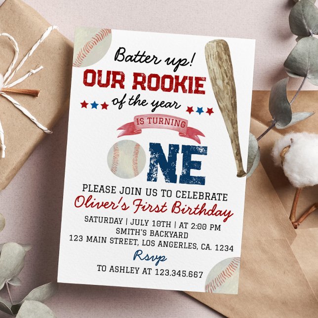 Batter Up Rookie Of The Year Baseball Invitation (Creator Uploaded)