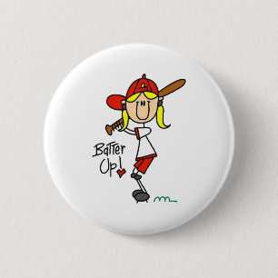 Batter Up! Softball Stick Figure Button