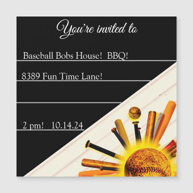 BATTER UP SUNDAY! MAGNETIC INVITATION (Front)