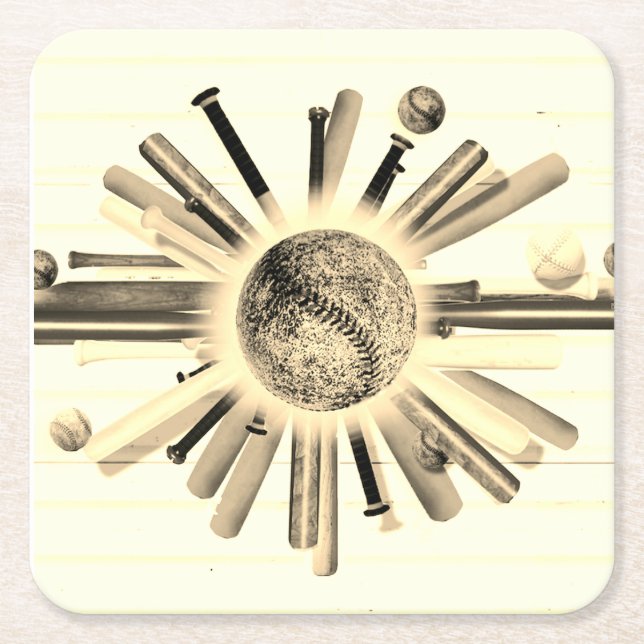 BATTER UP SUNDAY! SQUARE PAPER COASTER (Front)