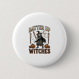 Batter Up Witches Vintage Halloween Baseball Desig 6 Cm Round Badge