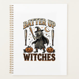 Batter Up Witches Vintage Halloween Baseball Desig Planner