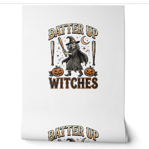 Batter Up Witches Vintage Halloween Baseball Desig Wallpaper