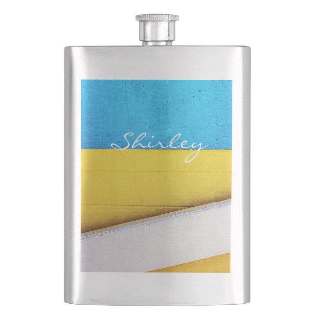 Battered Building-Minimal Abstract by STaylor Hip Flask (Front)