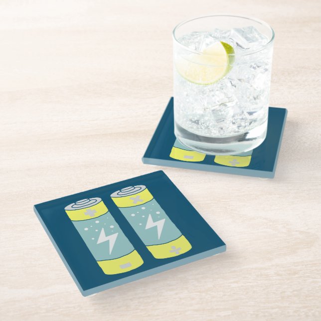 Batteries Glass Coaster (Angled)