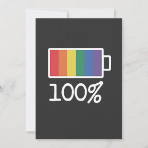 Battery 100% Gay Funny LGBT Pride Month Equality  Holiday Card