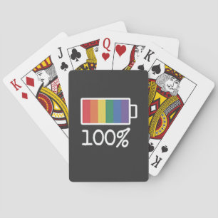 Battery 100% Gay Funny LGBT Pride Month Equality Playing Cards