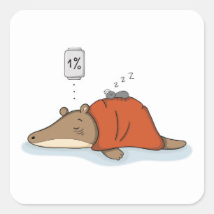 Battery at 1% Anteater Nap Time Illustration Square Sticker