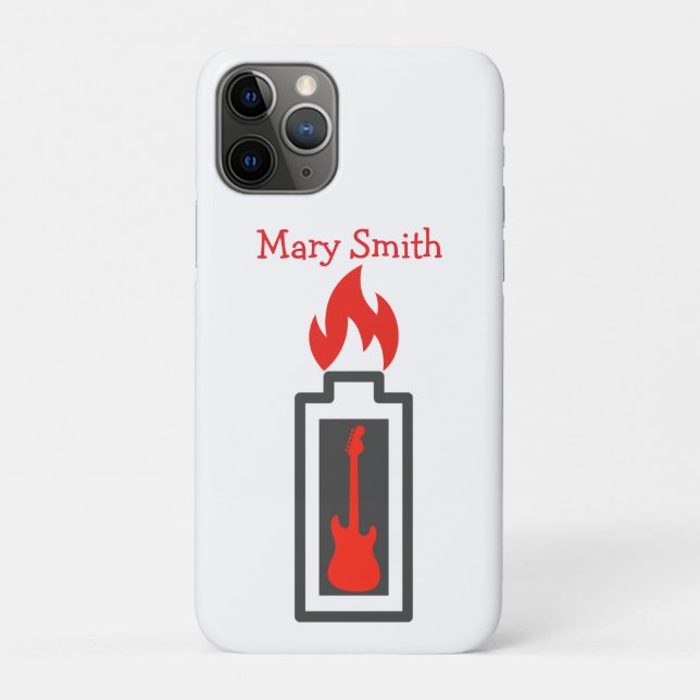 Battery, Guitar and Flame Case-Mate iPhone Case (Back)
