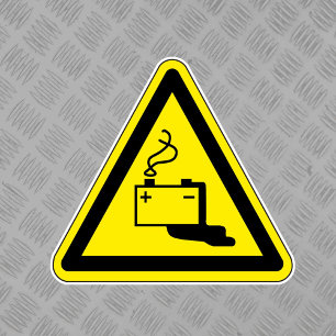 Battery Leak Hazard Symbol Label