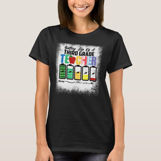 Battery Life Of A 3rd Grade Third Teacher Back To  T-Shirt (Front)